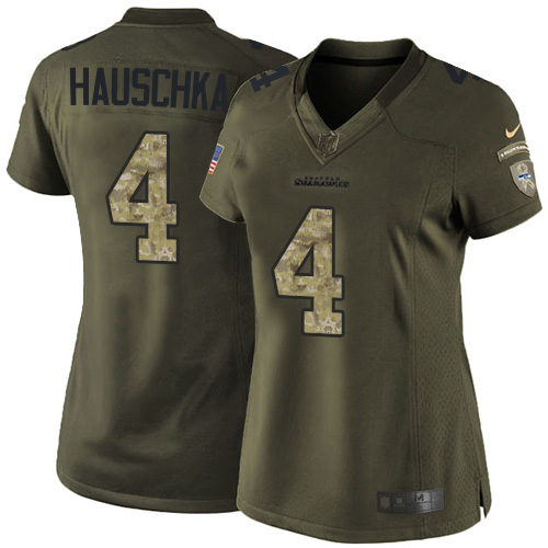 Women's Elite Steven Hauschka Nike Jersey Green - #4 Salute to Service NFL Seattle Seahawks